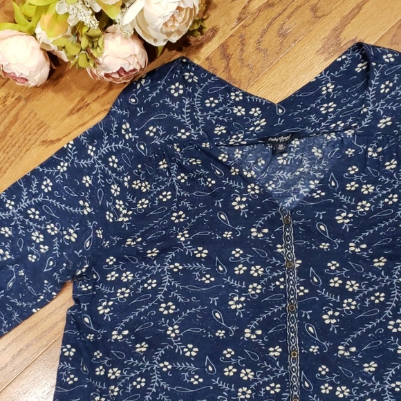 Lucky Brand Tops - Lucky Brand Navy and Cream Floral Plus Size 2X